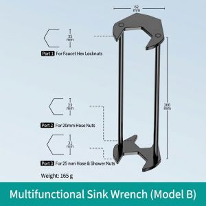 Multifunctional Sink Wrench 7-in-1 Thickened Plumbing Spanner for Tight Space Kitchen Bathroom Repair