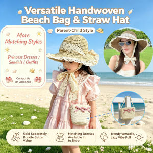 【local Stock】Two Piece Combination Set Of Straw Hat/handmade Bag For Single Sale Versatile And Lazy Beach Style Photo Taking Check-in Atmosphere And Photo Making Tools