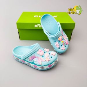 Dép sục cho bé gái in hình tiên cá đuôi dập nổi 3D cao cấp dép trẻ em tặng kèm sticker 2D - Nhà Cá Sấu Đà Nẵng