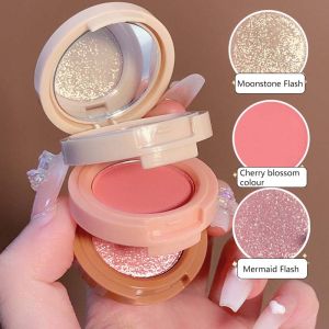 3 In 1 Matte Highlighter Blush Palette Pearly Blush Shiny Eyeshadow Multifunctional Face Makeup Palette Female Cosmetic