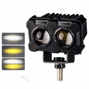 MOFOX J1 40W Motorcycle LED Mini Driving Light – Dual Color White/Yellow Hi/Lo + Strobe Waterproof Spotlight
