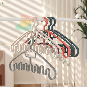 10Pcs Non-slip Hanger Plastic Closet Organizer Storage Hanger Multi-port Support Hangers Multi-functional Wave Hanger Non-slip Sling Hangers Room Organizer Hangers for Clothes Drying Rack