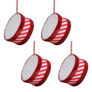 4 Pieces Christmas Tree Drum Hanging Ornament Lightweight Fabric Foam Safe Materials Holiday Decoration For Home Office