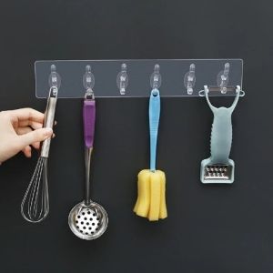 Gantungan Tempel Hook 6 KAIT Gantungan Multifungsi / Holder Dapur Kamar Mandi