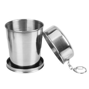 EO4MD Di động Cốc gấp Thép không gỉ Có thể gập lại Cốc có thể co rút ngoài trời Đa chức năng Bền Cốc uống nước Du lịch