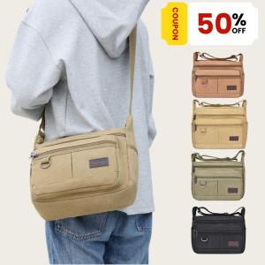 QNQN 【COD】กระเป๋าผ้าใบแฟชั่นใหญ่4สี กระเป๋าสะพายข้างผู้ชายผ้าใบจุของได้เยอะ ใ #กระเป๋าสะพาย #กระเป๋าพาดไหล่