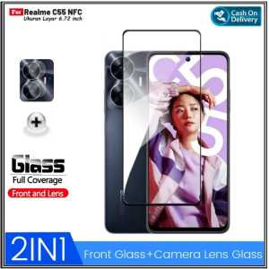 Paket 2in1 Tempered Glass REALME C55 NFC REALME 6 Tempered Glass Full Layar Free Anti Gores Camera Pengiriman Cepat Promo Di AlvaCaseAcc