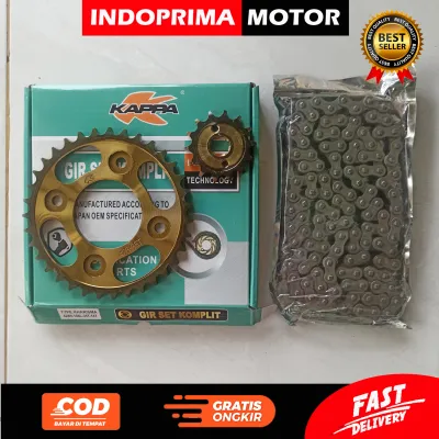 KAPPA GEAR SET KOMPLIT KARISMA 35. GIGI TARIK GOLD DAN RANTAI SUPRA X 125 REVO BLADE