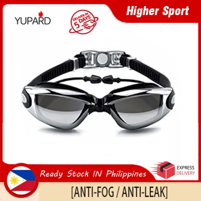 YUPARD [COD] Anti-Fog and Anti-Leak Swimming Goggles Mirrored Lens UV Protection Easy-Adjust Silicone Strap with EarPlug Adult Men Women