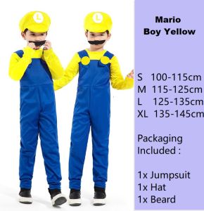 (Ready Stock) Super Mario Bros Luigi Cosplay for Kid and Adult Malaysia Costume Halloween Party Performance