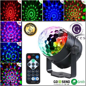 Lampu Cristal LED RGB Disco Putar Remote Control Rotating Crystal LED Party Light