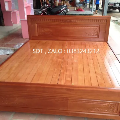 giường ngủ gỗ xoan đào phòng ngủ