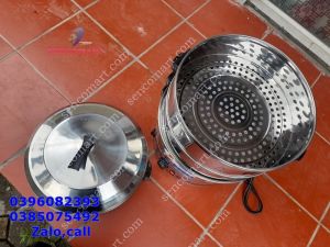 Nồi hấp bánh bao 3 tầng chạy điện 220V đa năng làm bằng INOX 100% không han gỉ