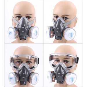 FAST SHIPPING Masker Gas Respirator Lab dengan Kacamata Safety Anti Debu Polusi dan Virus 308 Plus