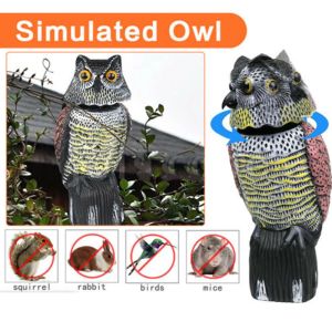 X ADORNMENT Plastic For Garden Yard Nighthawk Sculpture Outdoor Bird Deterrent With Rotating Head Fake Owl Decoy Pest Control