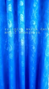 gorden pintu dan jendela polos tebal model smokering/tirai warna biru