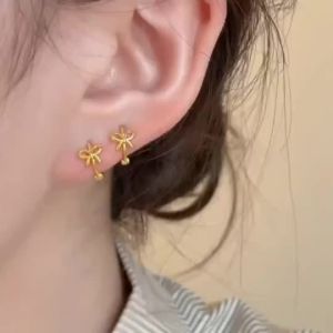 14K Butterfly Bow Round Piercing Earrings for Women Girls Hypoallergenic Round Ear Jewelry Accessories
