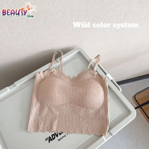 B10 เสื้อชั้นในผู้หญิง เสื้อสายเดี่ยว เสื้อครอป แต่ขอบหยัก มีฟองน้ำ ถอดออกได้ เนื้อผ้ายืดหยุ่น