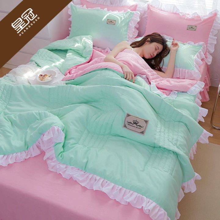 Popxstar  Washed cotton air conditioner quilt four-piece summer cool quilt thin double summer quilt core machine washable main image 1