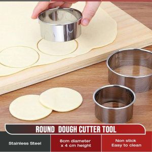 Round Stainless Steel Cookie Cutter Round Shape DIY Biscuit Pastry Dumpling Crust Cake Pancake Cutter for Baking