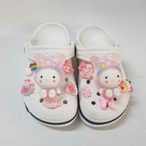 Tặng 12 Sticker-Dép Cross cho bé gái bé trai trẻ em HannaKids Sục Cros Baya giày xục Kid Sandal màu Trắng Xăng đan hàng xuất cao cấp