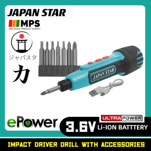 Japan Star Rechargeable Cordless Screwdriver with 6 Screwdriver Bit Screwdriver Machine USB Quick Charge (LOCAL STOCK)