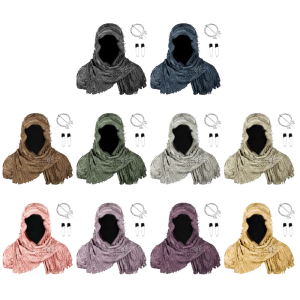 Medieval Scarf Cowl Men with BroochVikinges Cowl Hood CloakRenaissances Rogue Hooded Shawl for Halloween Cosplay