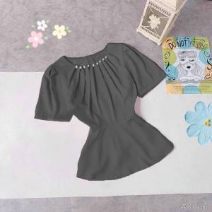 💥[HĐT] Áo sơ mi kiểu nữ peplum cổ tròn VẠT NHỌN TAY BÈO có chun eo giấu bụng hiệu quả - L2M