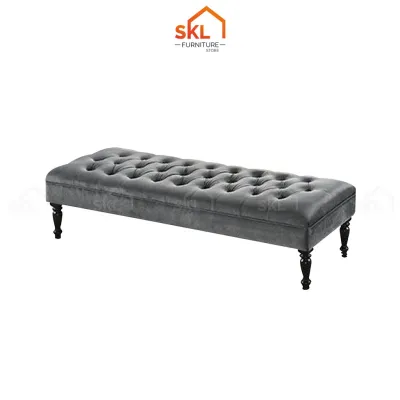 SKL Furniture 5FT /4FT Century Victoria Tufted Bench With Solid Wood Leg / Stool /ottoman /bangku panjang