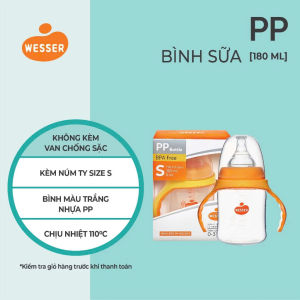 Bình Sữa Wesser Cổ Rộng cho bé PP Mẫu mới 180ml 260ml