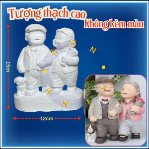 Tượng thạch cao Ông Bà ôm hoa M58 (Không kèm màu) Bé Tô Màu Tô Tượng decor