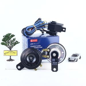 PAKET Denso 2570 DS Klakson Disc 12 Volt Double Soket Pin Terminal 2 High & Low Tone Disk Horn + Denso Kabel Relay Set