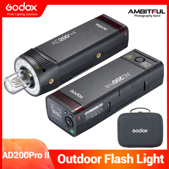 Godox AD200 Pro – Flash TTL Portatile 2900mAh, 500 Scatti A Piena Potenza, Ricarica 0.01-1.8s, HSS 1/8000s