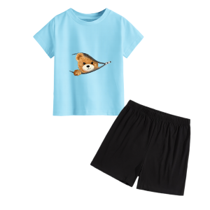 JBF Set Kaos Anak Cute Bear Print Usia 1-7 Tahun