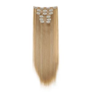 BEAUTYLADIES 6pcs/set Synthetic 16 Clips in Hair Extensions False Hair 24Inch Long Straight Hairstyle 20Colors Natural Blonde Black Hairpieces for Women