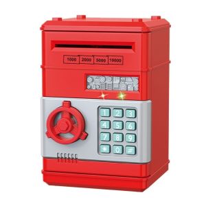 VERIDIAI Electronic Lock Kids Electronic Money Safe Box Digital Keypad LED Display Children Saving Pot Educational Toy Battery Operated Electronic Save Money Box Children Education