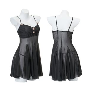 MISSO BT2077 Baju Tidur Wanita Lingerie Renda Lace Transparan Babydoll Dress Tanpa Lengan