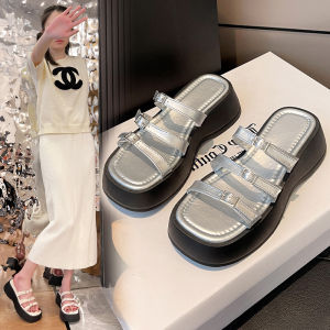 [Free Shipping] Platform Sandals With Thick Soles And Buckle Details Designed For Casual Wear A New Summer Style And Featuring A Retro Design