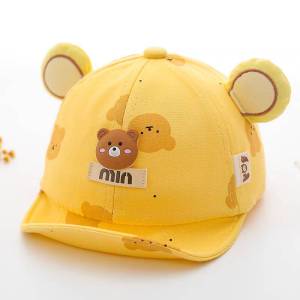 [พร้อมส่ง] หมวกแก๊ปเด็กหูหมีสุดน่ารัก ลายหมี MIN หมวกเด็กทารก 6 เดือน - 2 ขวบ รอบศีรษะ 46-48 ซม. หมวกเด็กผู้ชาย หมวกเด็กผู้หญิง หมวกแฟชั่นเด็กเล็ก ใส่เที่ยว ใส่เล่น ถ่ายรูปน่ารัก ๆ ขนาดปรับได้ มี 4 สีให้เลือก