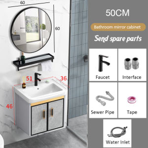 BAILU 50cm aluminum alloy bathroom cabinet set mirror box ceramic basin sink with mirror cabinet