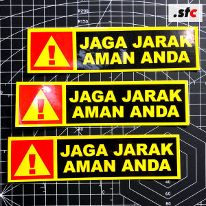( isi 10) Sticker Bemper JAGA JARAK AMAN ANDA Sticker Mobil Sticker Keamanan Kendaraan Laminasi Glosy Anti Air