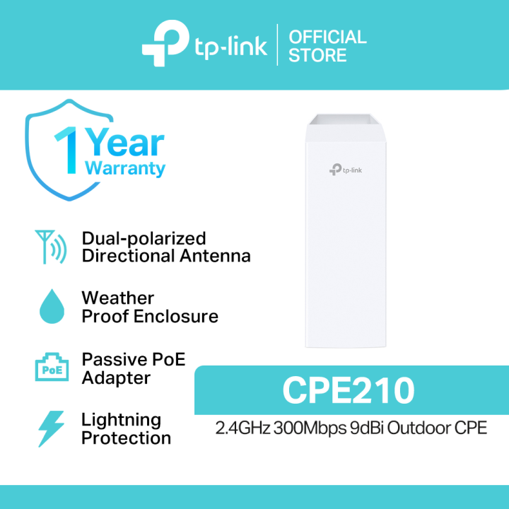 TP-Link CPE210 2.4GHz 300Mbps 9dBi Outdoor CPE P2P AP Point To Point ...