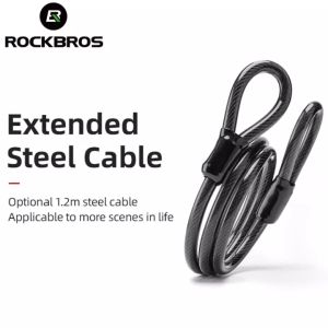 ROCKBROS Bike Lock Five-digit Code Anti-theft Steel MTB Lock Bold Cable Password Lock PVC Wrapped Motorcycle Lock Bike Accessories