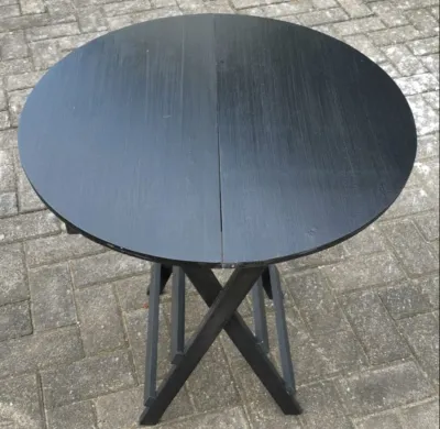 Meja Lipat Bundar Diameter 70 Tinggi 70 / 75 / 80 / 85 cm Full Kayu Solid
