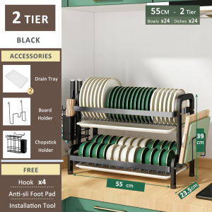 Veckke 【Scalable】Dish Drying Rack with Drainer Plates Bowls Orgainzer Rack Kitchen Plates Storage Rack with Cup Holder