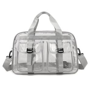 See Through PVC Gym Bag With Roomy Interior For Sports Accessories Quick Airport Security Check Practical Shoulder Strap