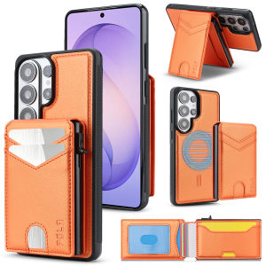 2 in 1 Detachable Magnetic Card Bag Wallet Leather Case for Samsung Galaxy S26 Ultra S25 S24 Shockproof One Click Swipe Cards
