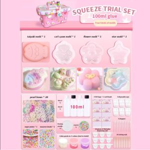 Oldlaiben DIY Squishy Cat Paw Material Package Full Set Handmade Silicone Mold Pinch Toy Fidget Toys Girls Craft Kit