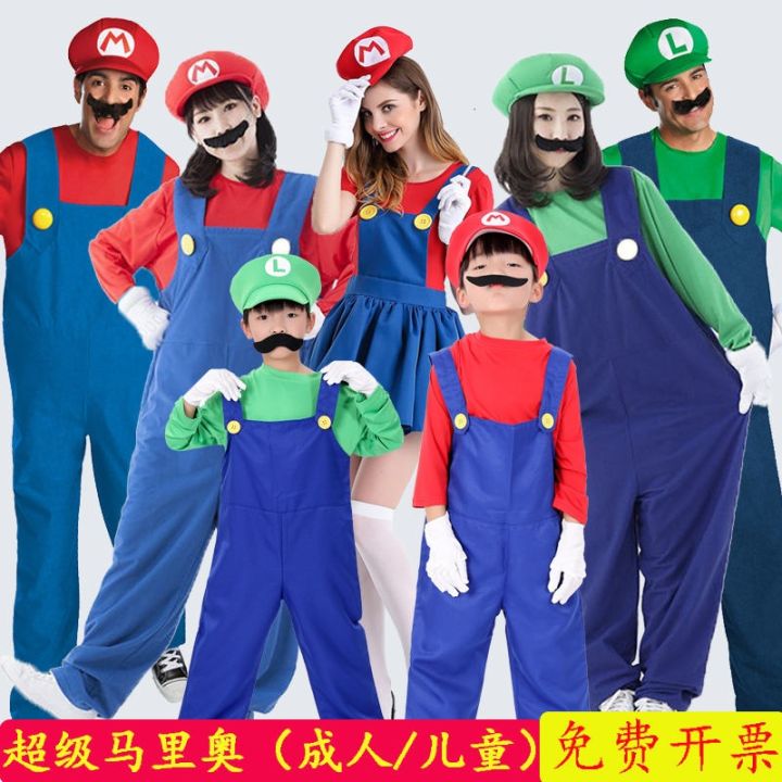 Halloween cos costumes cartoon animation Super Mario clothes Mario children men and women adults