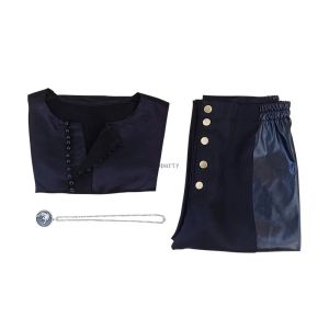 Witcher Cosplay Costume Wig Geralt Black Top Pants Uniforms Men Halloween Party Outfit Roleplay Medieval Classical Outfit